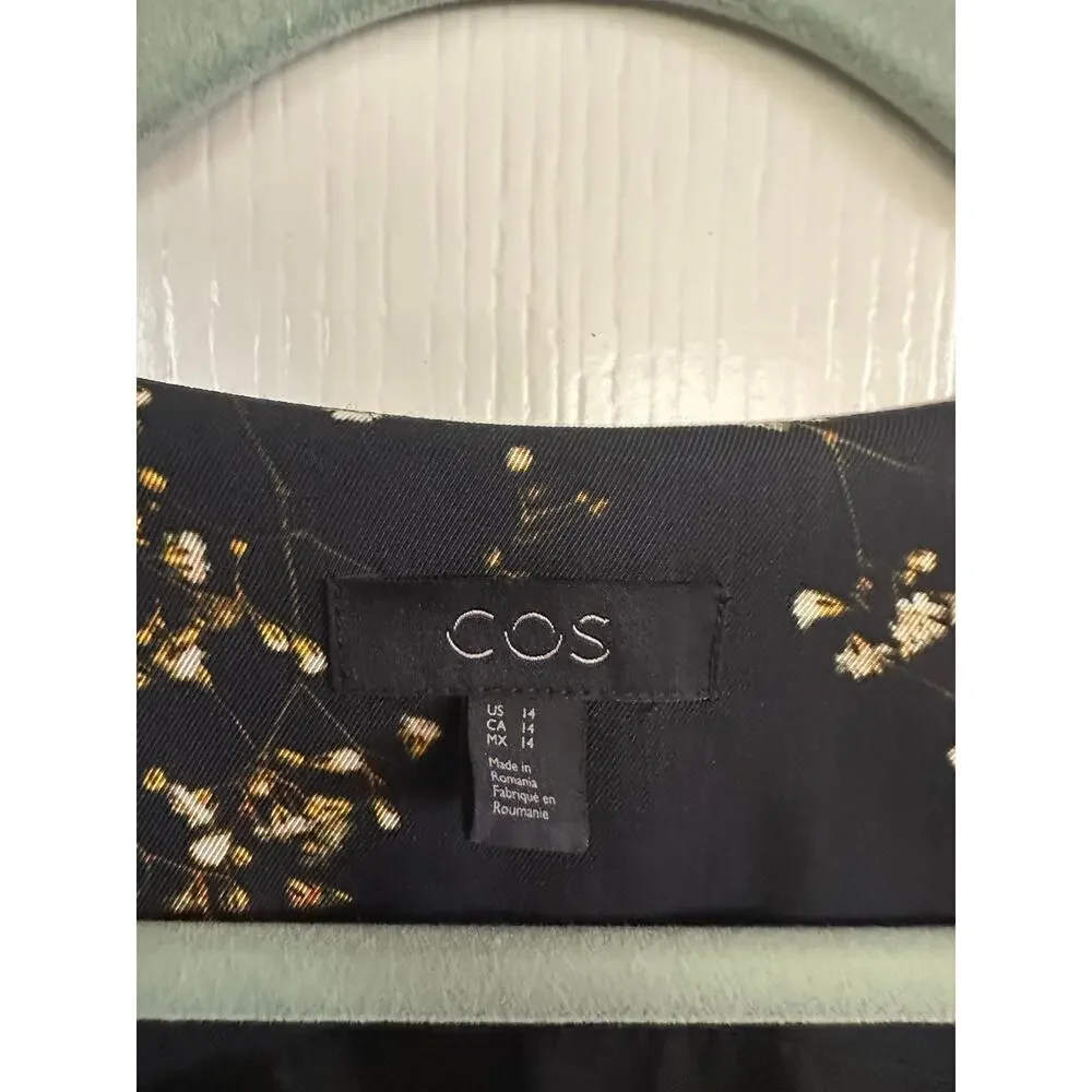 COS Women's Black Fully Lined Handkerchief Asymmetric Midi Dress Size 14 - Picture 4 of 12